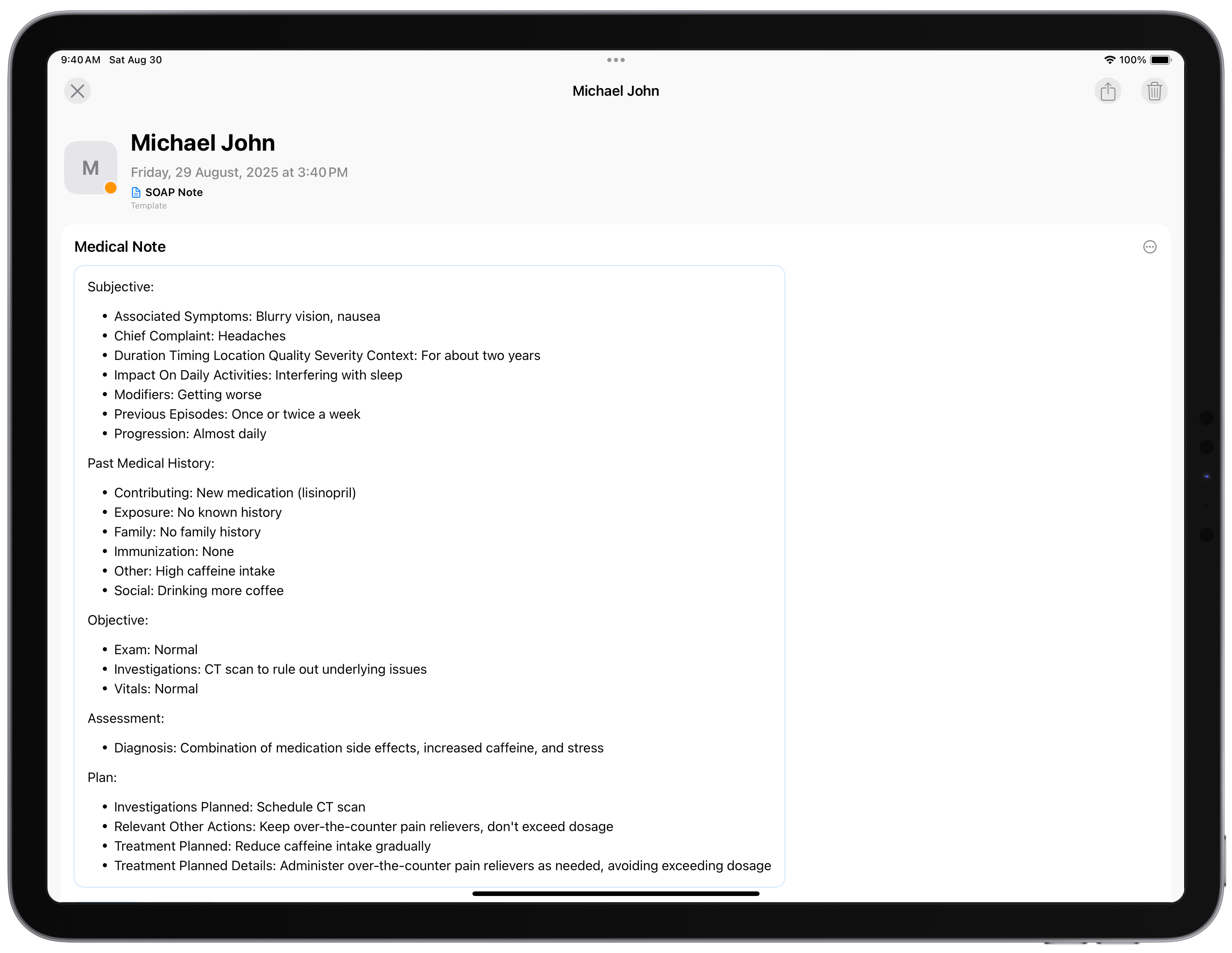 Pallin Health on tablet